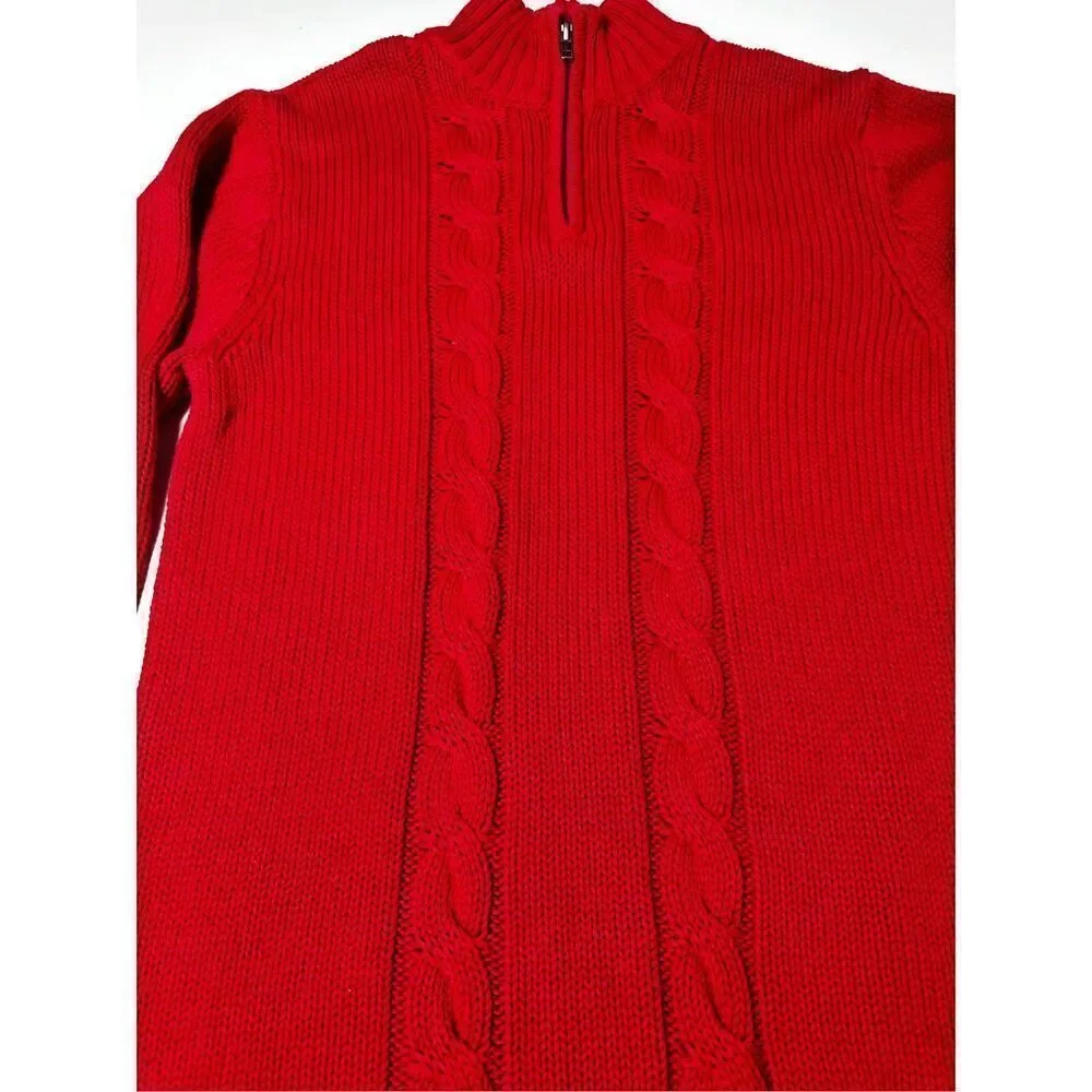 NWT Old Navy Kids Cotton Cable Knit 1/4 Zip Red Sweater Size XL (14-16)